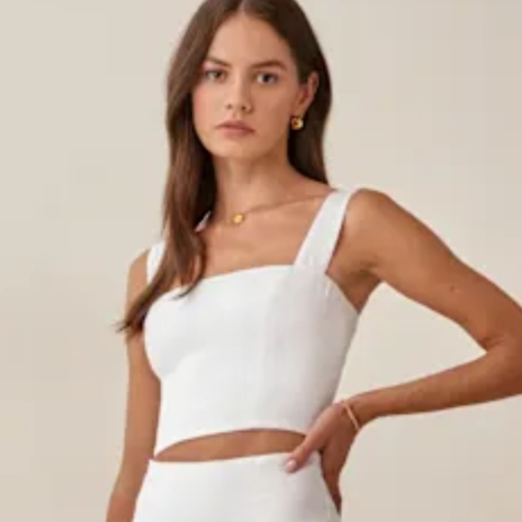 Reformation Tops - Reformation Vio Linen Top White - Size 0